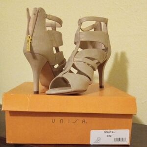 Unisa Gold Strappy Heels